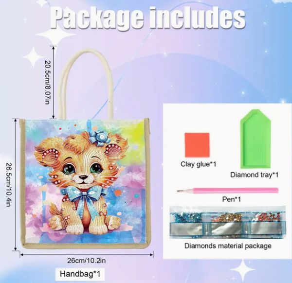 Diamond Painting Einkaufstasche Hundebaby